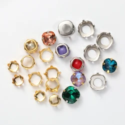 8-12mm Cushion Rhinestone Frame Hollow Out Golden Color Claws Thicken Copper Material Sewing Claws Fancy Stones Base Container