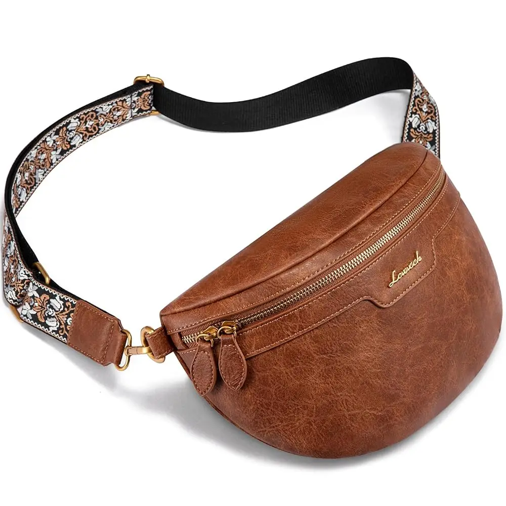 

Fanny Packs for Women Cross Body, Vegan Leather Belt Bag for Women, Waterproof Sling Purse Fashion Waist Pack Designer Chest