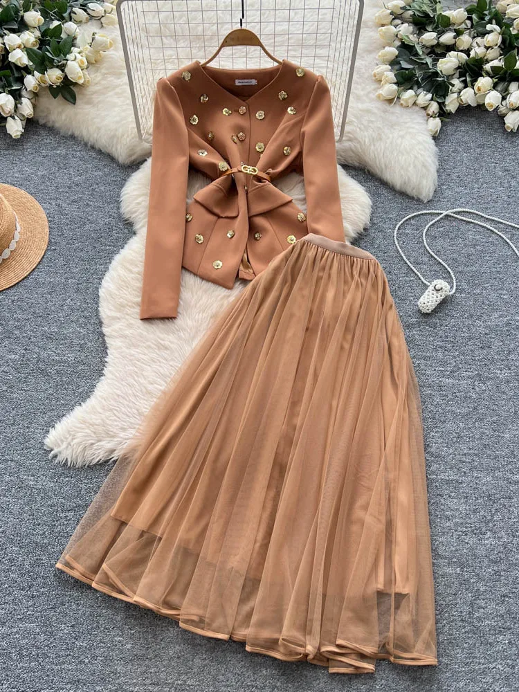 

Женский осенний комплект с юбкой Beach Vaion Sle Long Sve irt и высокой талией Me f длиной, утягивающий наряд с цветочным принтом