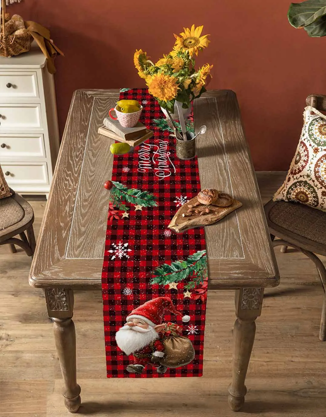 Christmas Goblin Gift Snowflakes Table Runner Wedding Dining Table Decoration Table Runner Holiday Dining Tablecloth