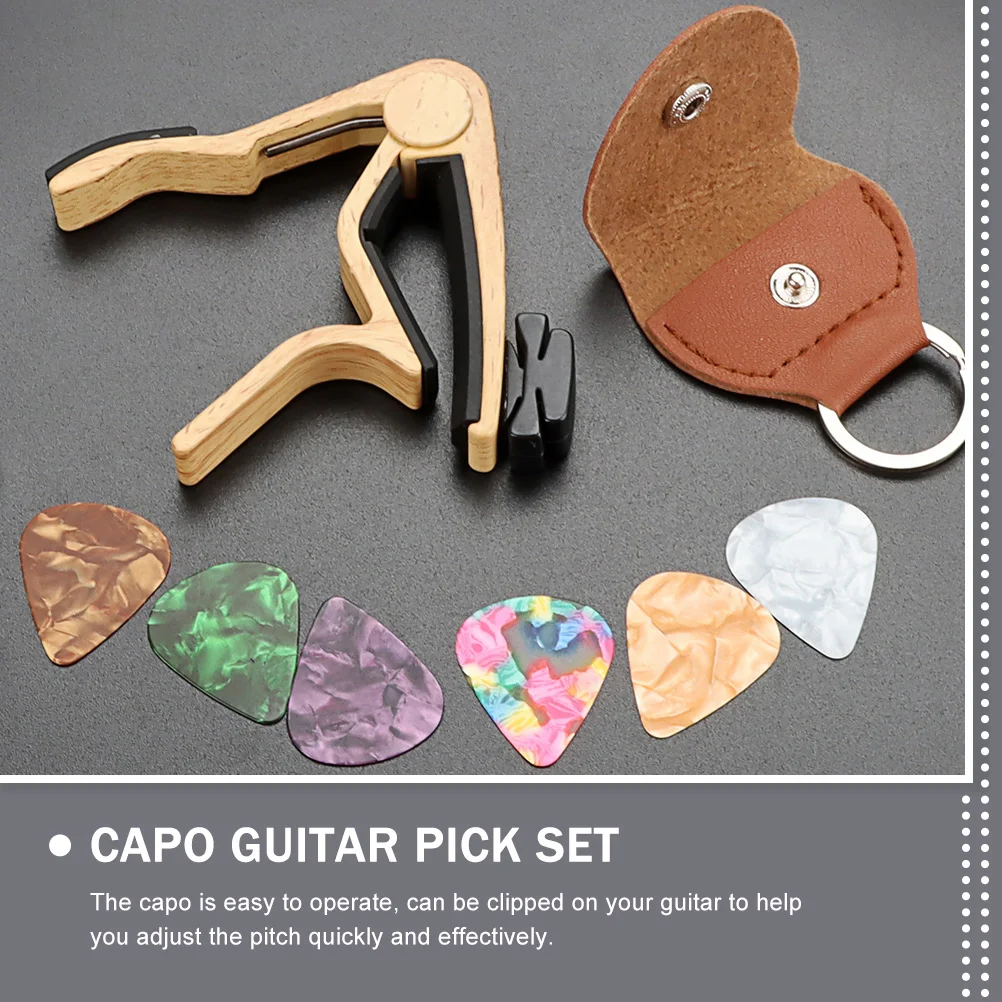 

Aluminum Alloy Guitar Capo Picks Set Multi Function Holder for Electric Acoustic Bass Mandolin Ukulele Banjo Tuning Tool