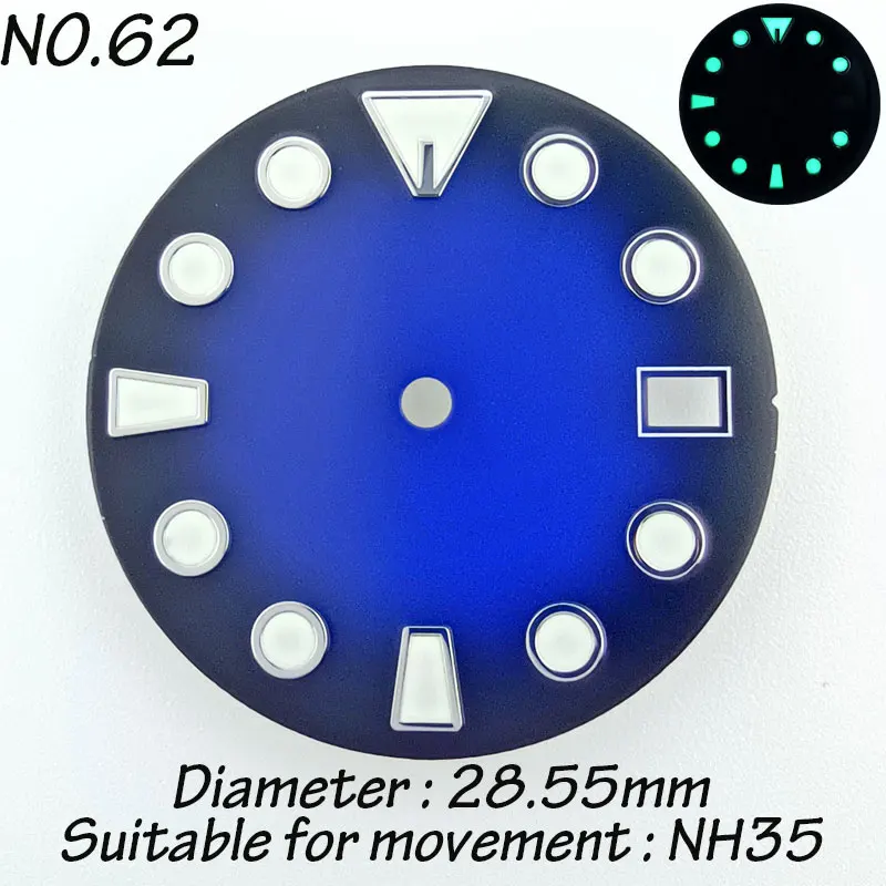 28.5mm NH Watch Dial Watch Faces For 35 movement C3 Super Luminous Custom Dial DIY Logo Single Calendar