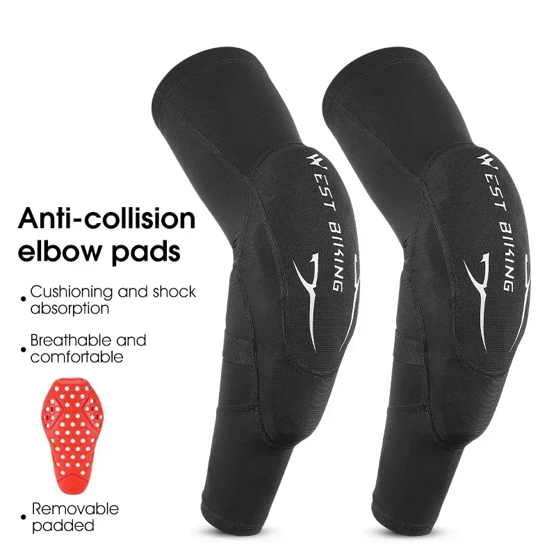 WEST BIKING Sport Protection Elbow Support Motorcycle Skateboard UV Protection Cycling Non-Slip Arm Sleeves Removable Elbow Pads