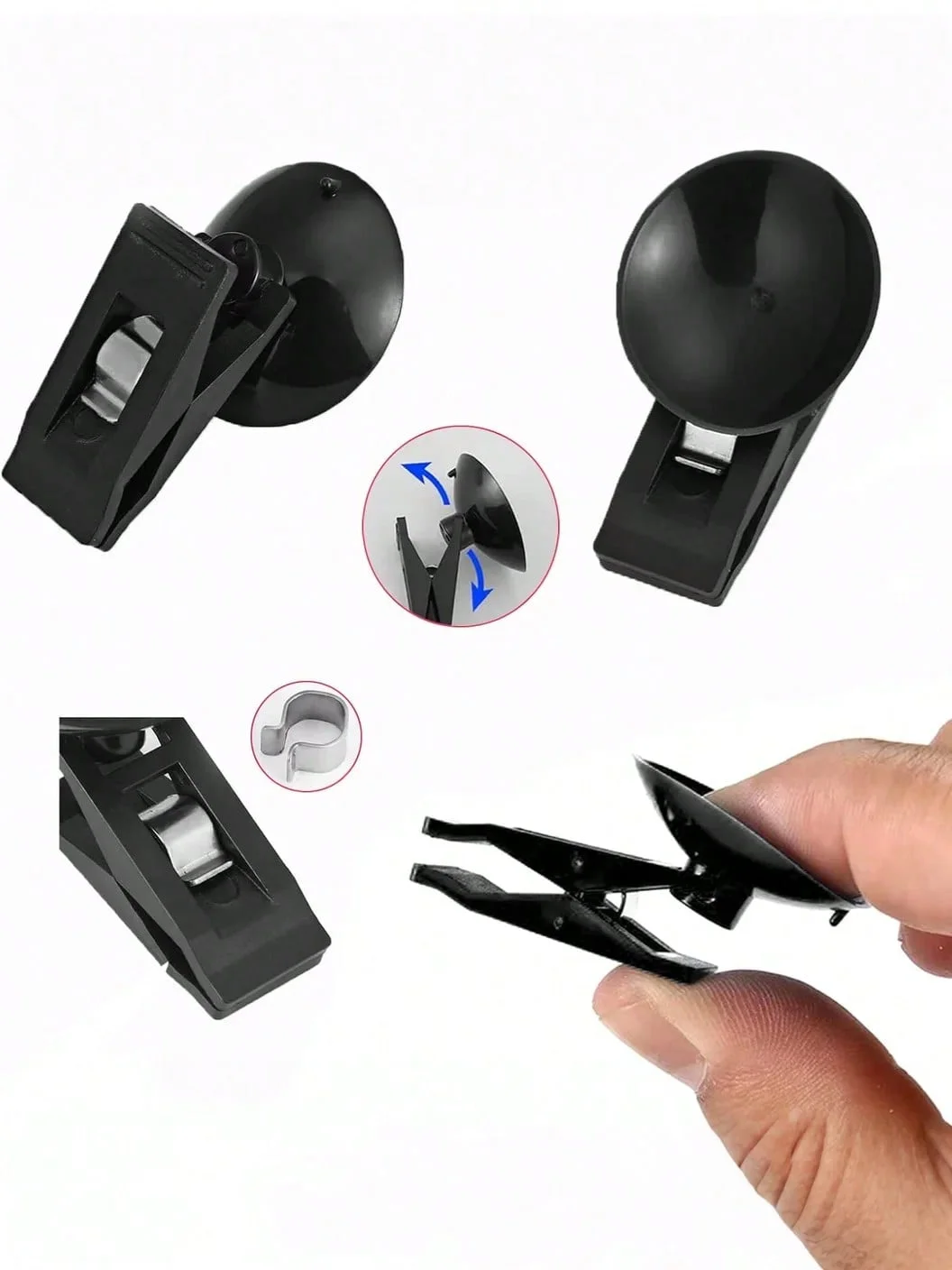 Universal Plastic Car Window Suction Cup Clips – Black Multi-Function Clips for Sun Visors, Curtains, Towels, Business Cards & D