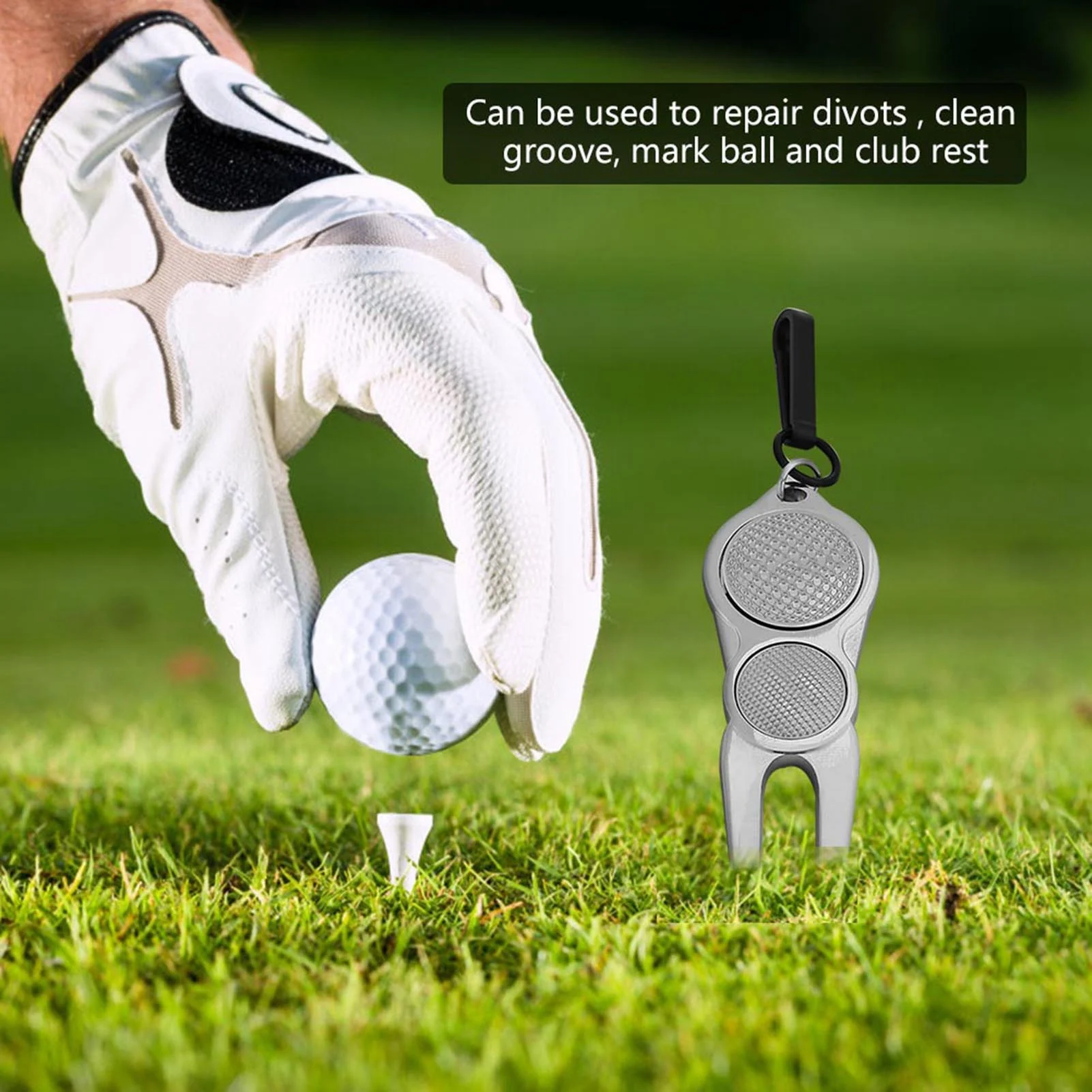 

Инструмент Divot из сплава Divot Repair Tool Портативный инструмент Divot Putting Зеленая вилка с шариковым маркером Инструмент для ремонта Divot с шариковым маркером