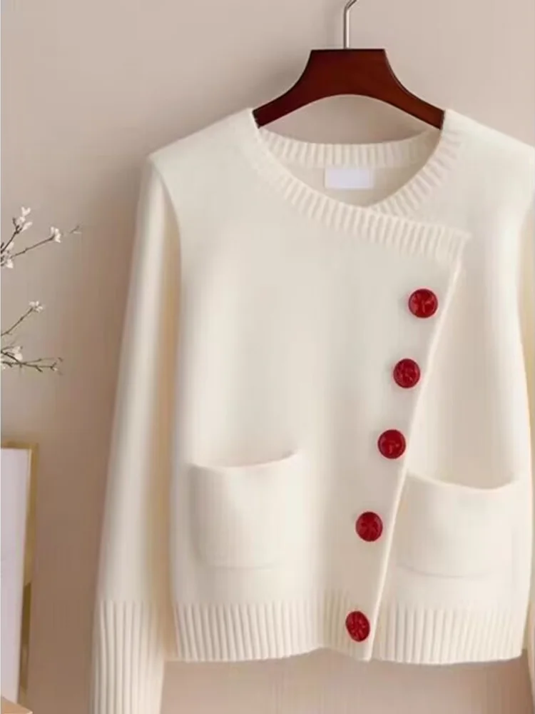Simple Loose All-match Jumper 2025 New Early Spring Elegant Advanced Literary Sweaters Knit Korea Chic Cardigan