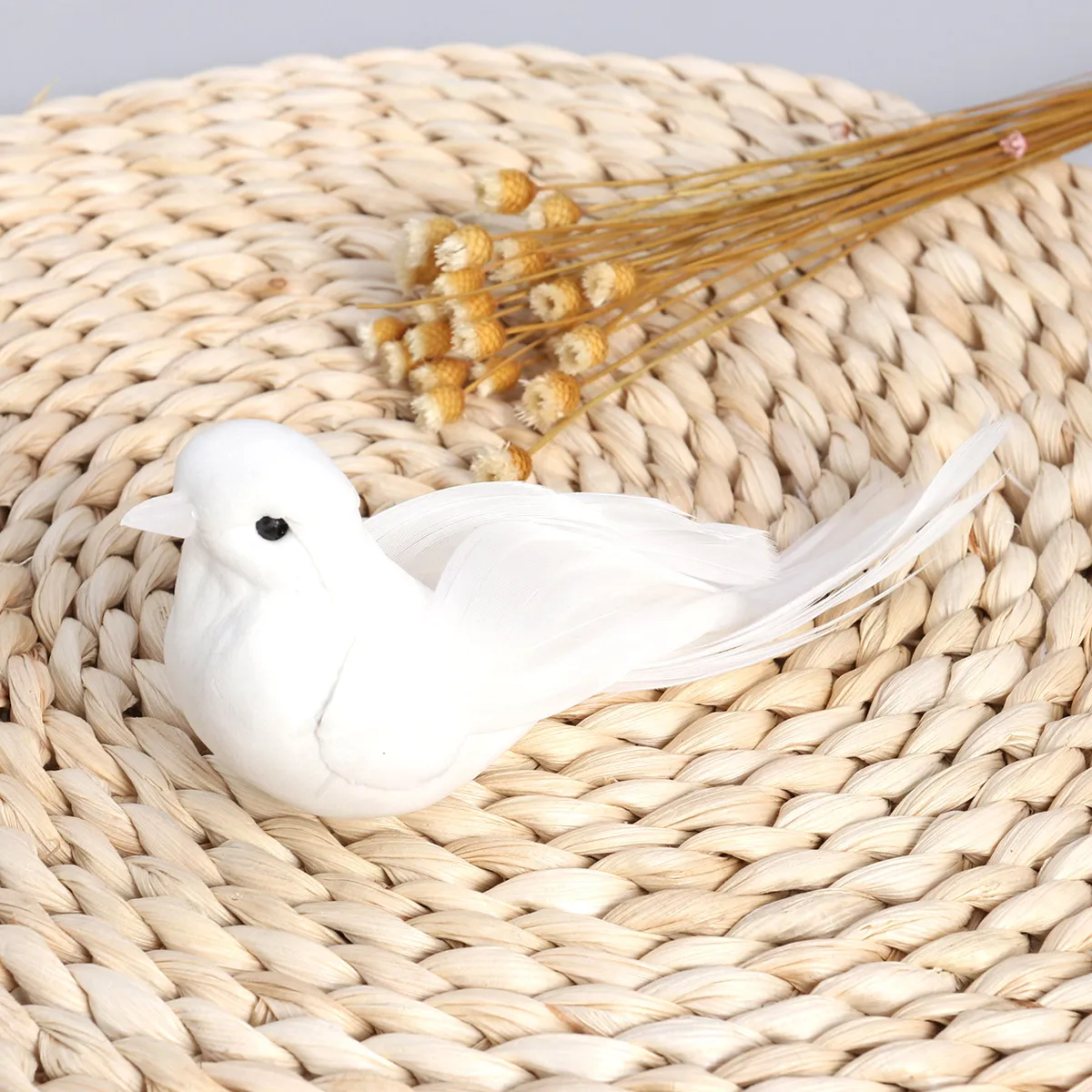 2Pcs Artificial Feather Birds Foam Decor Garden Bonsai Home Wedding Christmas Seasonal Display Artificial Feature Bird