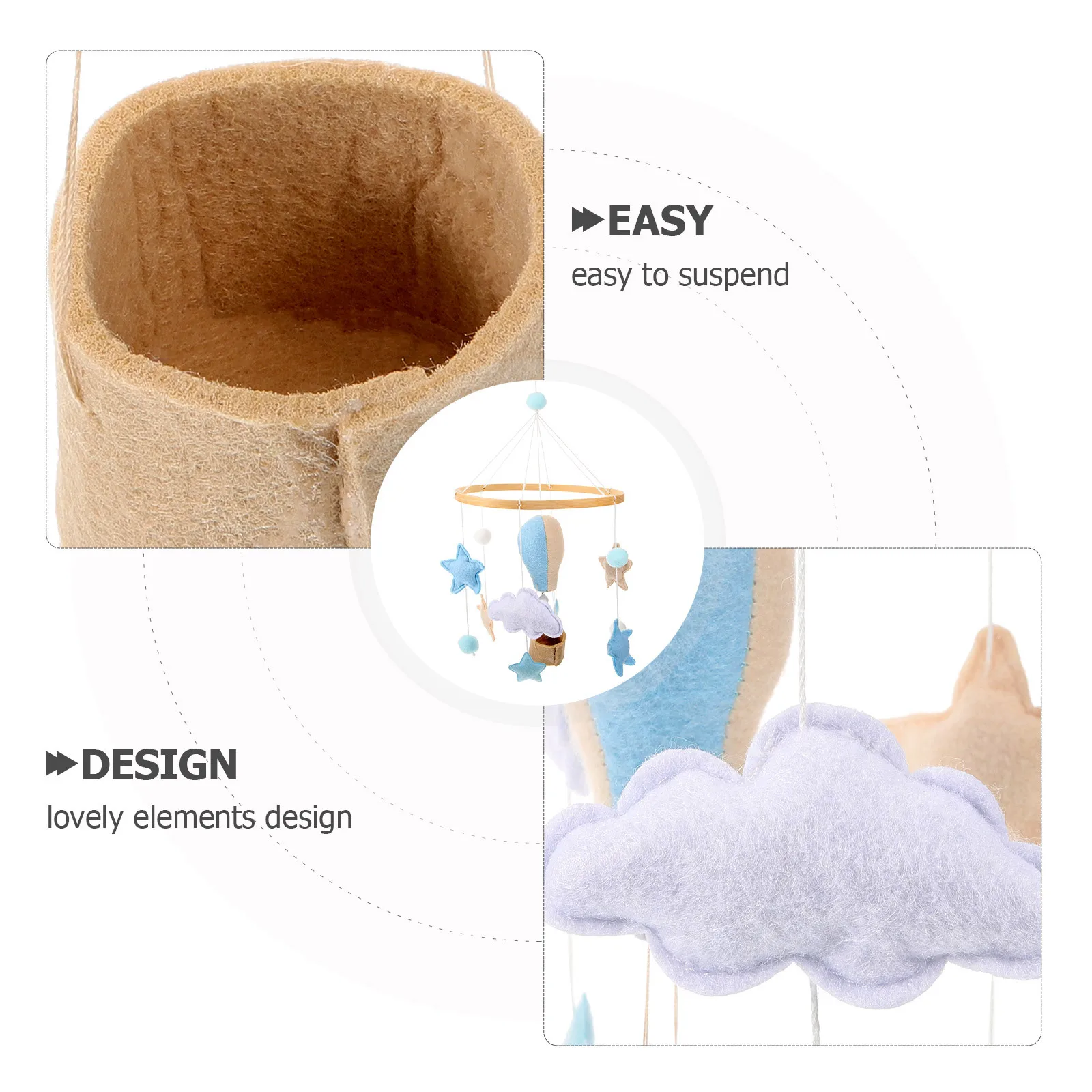 

Cloud Hot Air Balloon Crib Mobile Ball Pendant Lightweight Hanging Ornament Baby Bed Decoration Nursery Room Crib