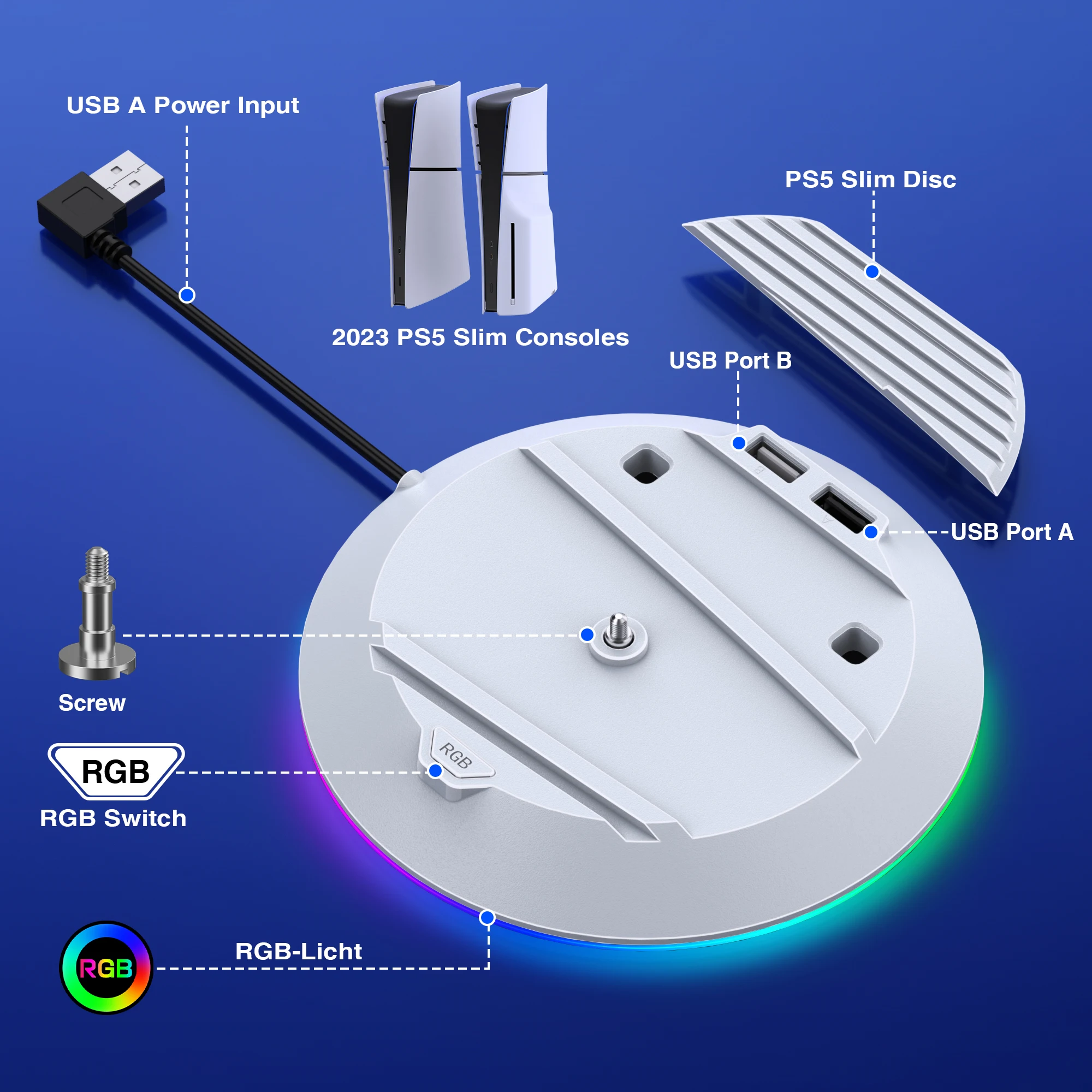BEBONCOOL X1000 For PS5 Slim Vertical Stand with Charging Cable For PS5 Slim Vertical Station Small Space Base view 2