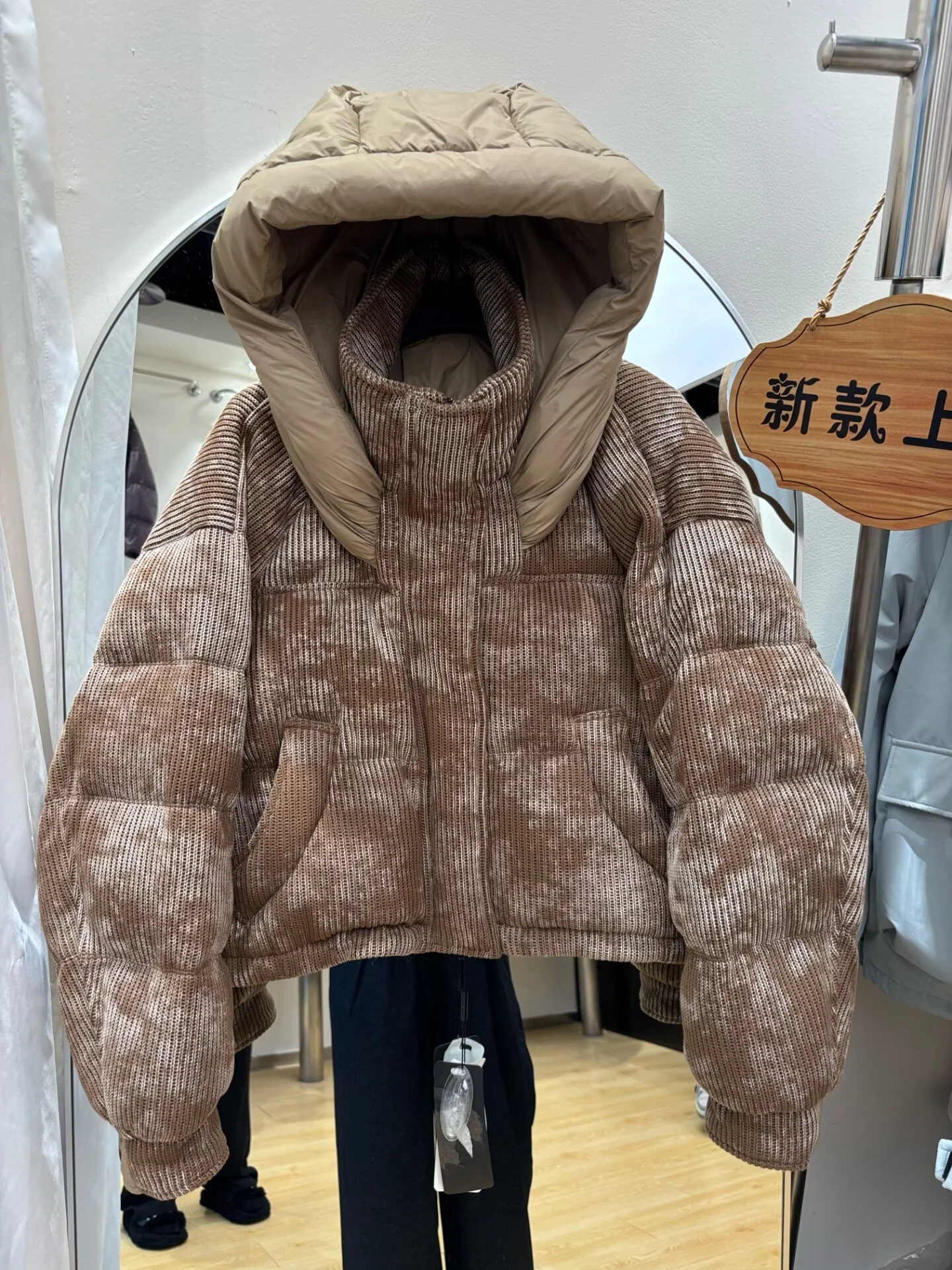 Winter Hooded Tie Dye Short Down Jacket Female Thicken Warm Loose Pocket Jacket Women White Duck Down Zipper Puff Parker Outwear