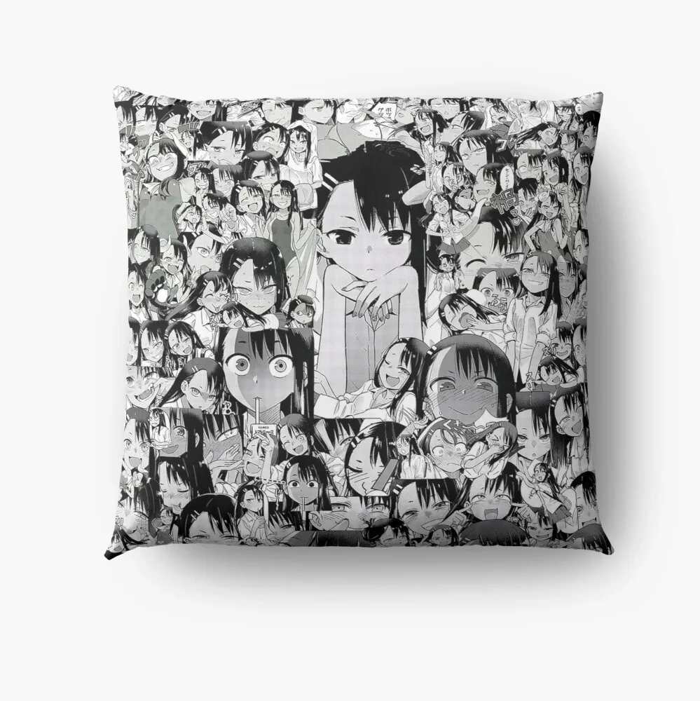 Ijiranaide Nagatoro San Nagatoro Face Collage Pattern Pillow Case Sofa Bed Home Decor Back Cushion Fashion Accessories Gifts