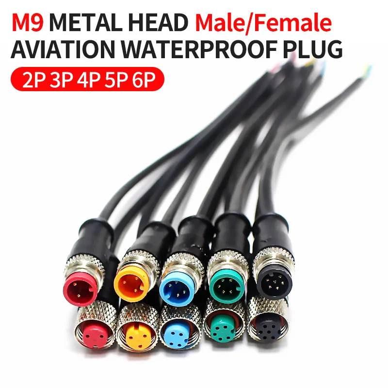 5/20PCS M9 2 3 4 5 6 Pin DC Electric Bicycle Butt Joint Plug waterproof female male Connector Wiring Scooter Brake Cable 20CM