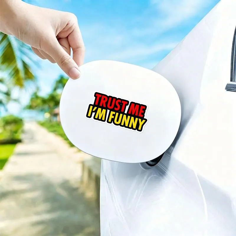 Autocollant en vinyle imperméable « Trust Me I'm Funny », 1 pièce, pour voiture, moto, casque, ordinateur portable, carénage, décoration extérieure automobile
