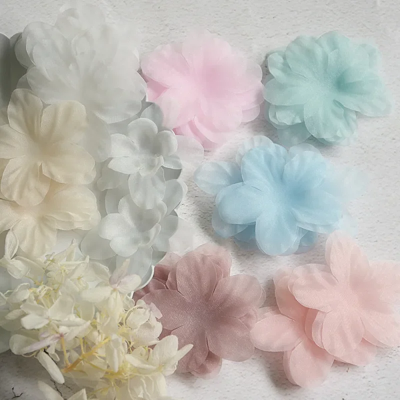 

50 PCs/Pack, 5.5cm Handmade Organza Petals for Wedding Dress, DIY 3D Flower, Handmade Decorative Flower Pieces, Veil Accessories