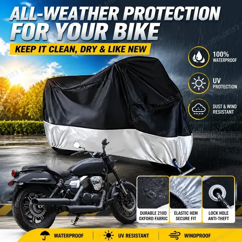 For LONGJIA VTU Z650RS Motorcycle Cover Waterproof Dustproof UV Resistant All Weather Bike Cover for Indoor Outdoor Riding