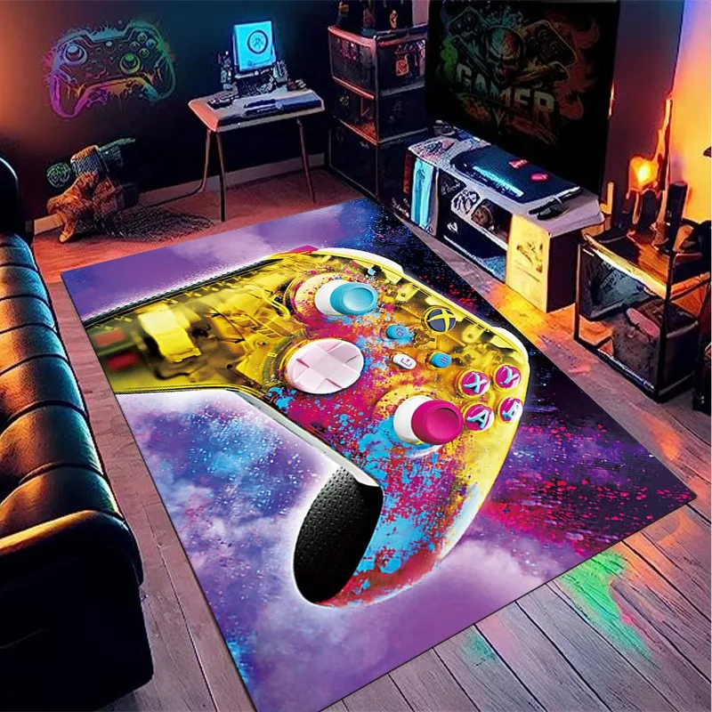 Gaming-Teppich Buntes Controller-Pixel-Design Rutschfeste Bodenmatte für Spielzimmer Schlafzimmer Gaming-Raum Heimdekoration