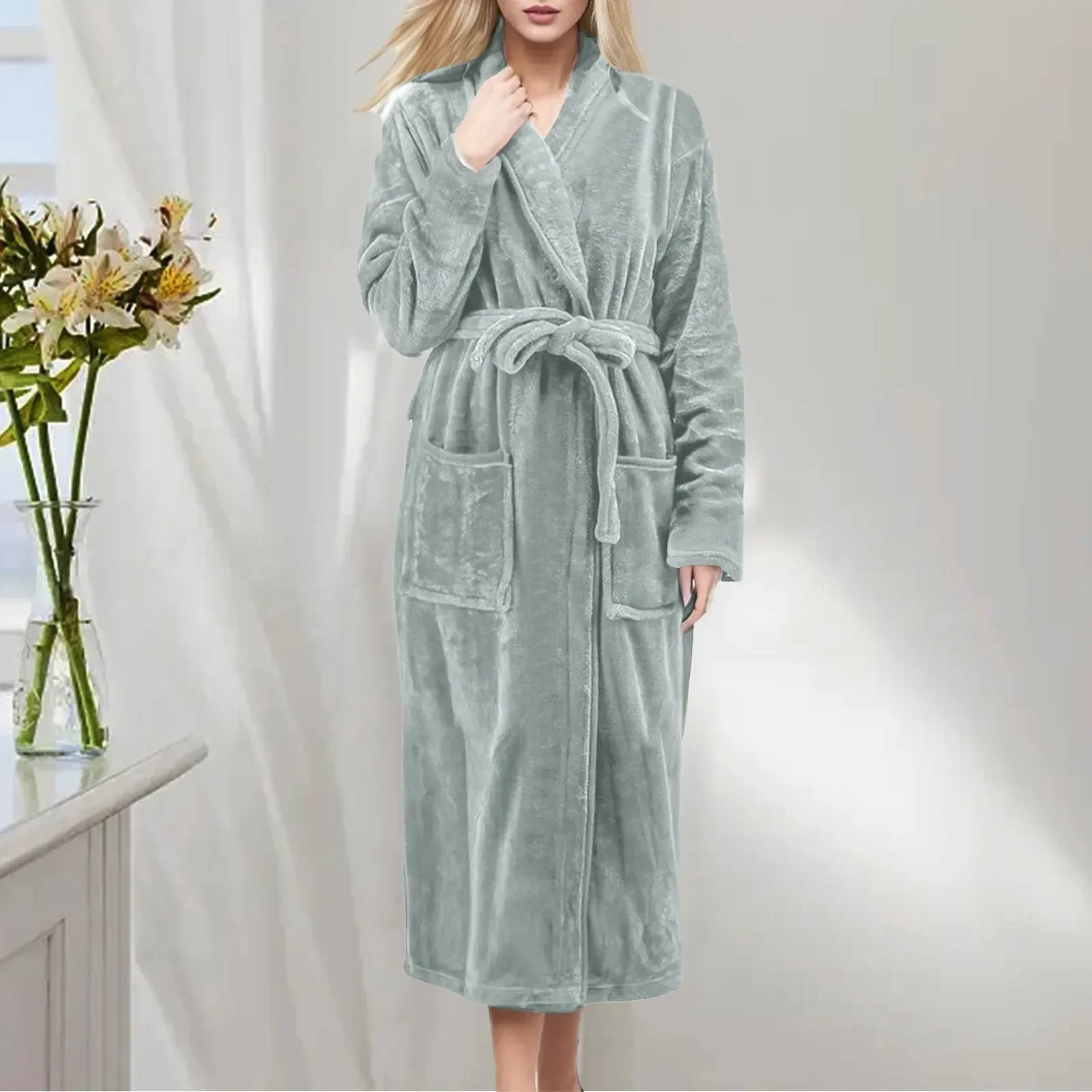 

Female Dressing Casual Robes Warm Nightgown Soft New Plush Bathrobe Winter Women Gowns Robe Long Lightweight Home Autumn