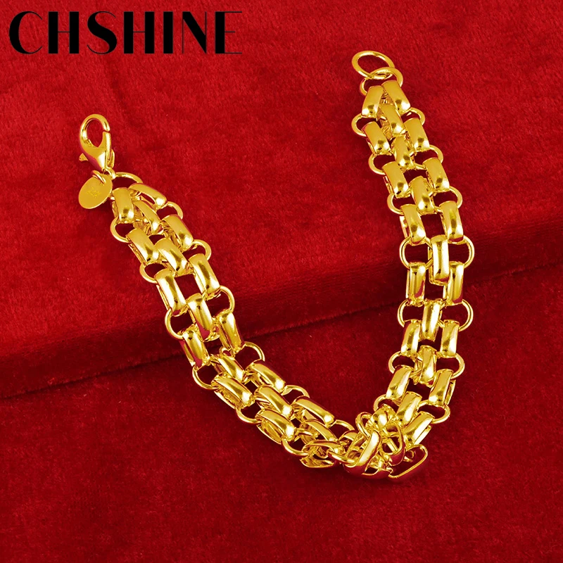 

CHSHINE 925 Sterling Silver Plated 18K Gold Multi Bead Chain Bracelet For Women Wedding Engagement Party Fashion Charm Jewelry