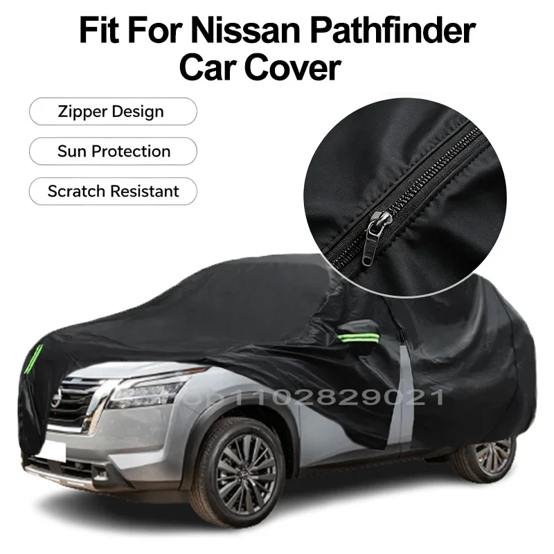 Zipper Door Waterproof Car Cover For Nissan Pathfinder Windproof Dustproof UV Protection All Weather Auto Protector