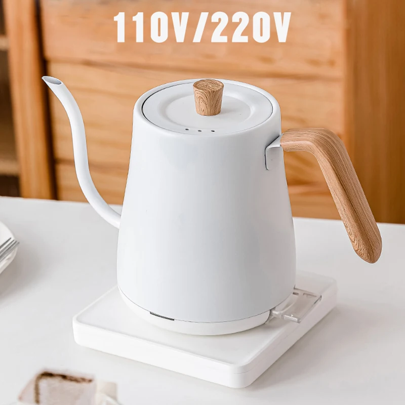 110V/220V Electric Kettle 800ml Hand Brew Coffee Pot Gooseneck Jug Slender Mouth Pot 304 Stainless Steel Kettle Teapot 1000W