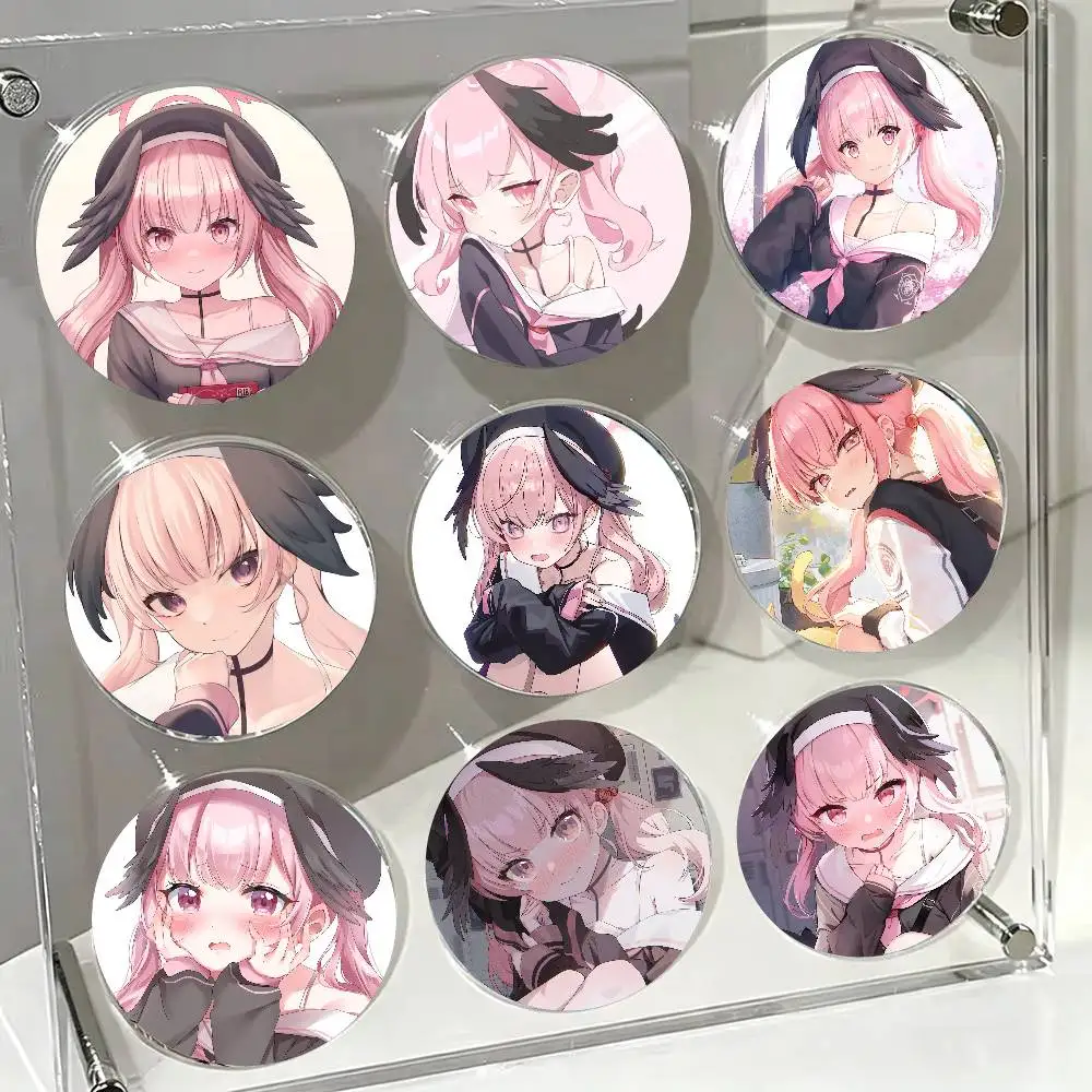 Shimoe Koharu Anime Game B-Blue Archive Badge Tinplate Meme Round Brooch For Hat Bag Creative Lapel Jewelry Accessories Gifts