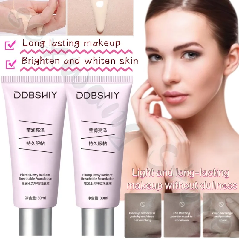 DDBSHIY Water Breathing Liquid Foundation 30ml, natural, light and even skin tone, covers blemishes and lasts without dullness