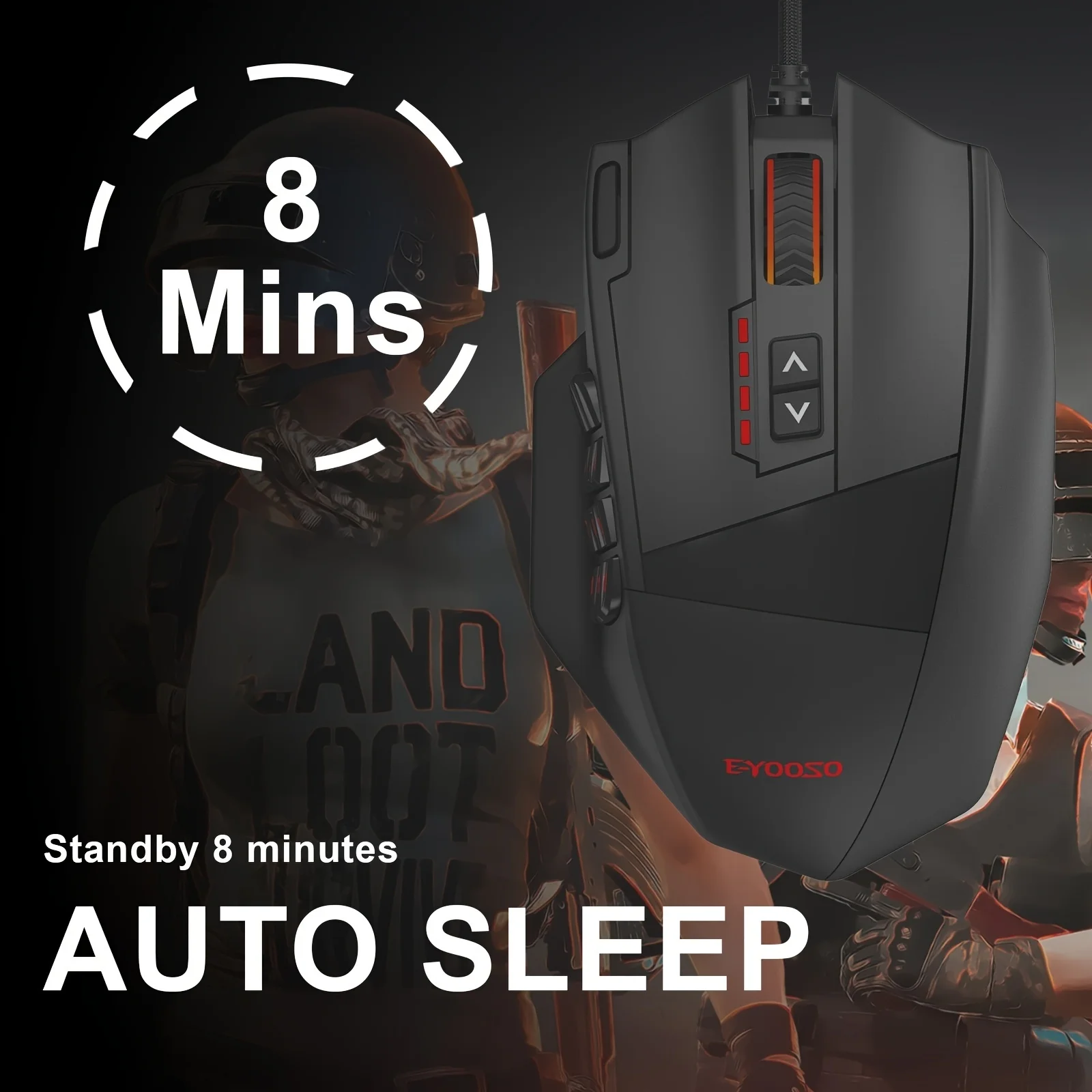 E-YOOSO X-39 Wired Gaming Mouse, 12 Side Shortcut Keys, Ergonomic,Auto Sleep, Plug & Play, RGB Backlit for PC Gaming
