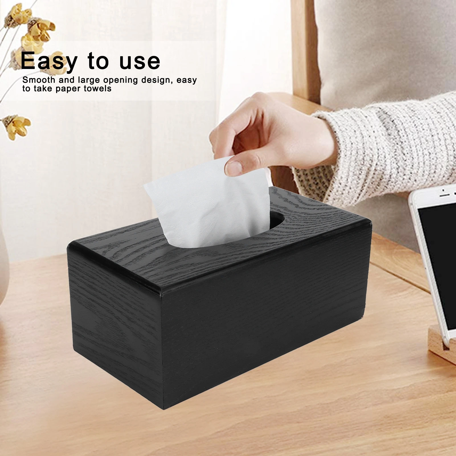 Black Wooden Tissue Box Napkin Case Elegant  Tissue Holder for Home Hotel Living Room Napkin Box Tissue Holder Tissue Box