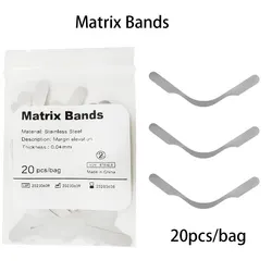 20Pcs Dental Matrix Bands Tofflemire Stuck Gingival Wall Lift Large Curvature Sectional Contoured Matrices Dentistry Tool
