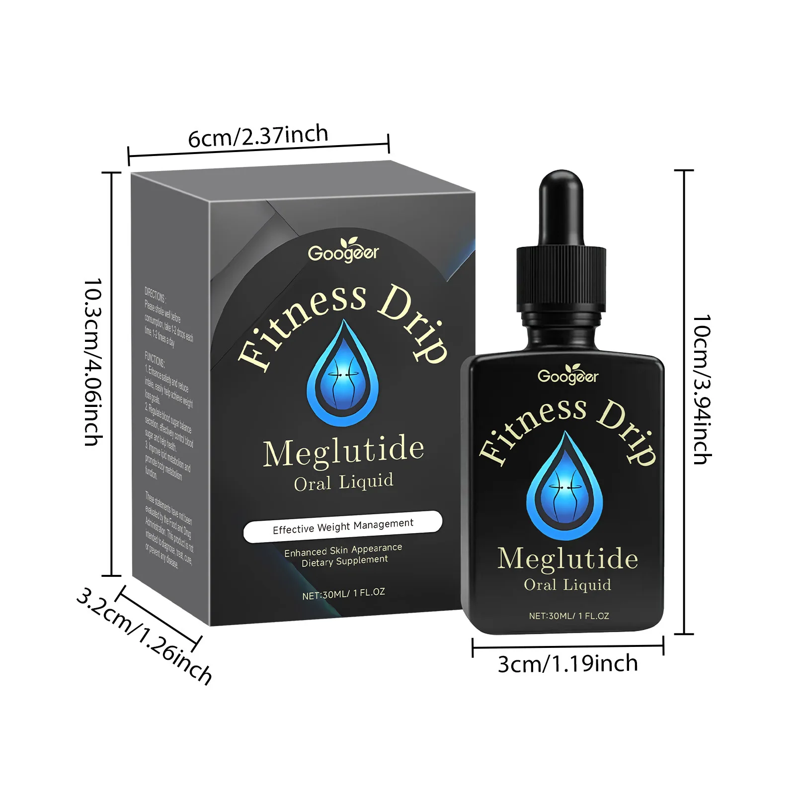 GOOGEER Quick Slimming Drops Results in Seven Days Burn Fat Suppress Appetite Promote Intestinal Digestion Weight Loss Drops