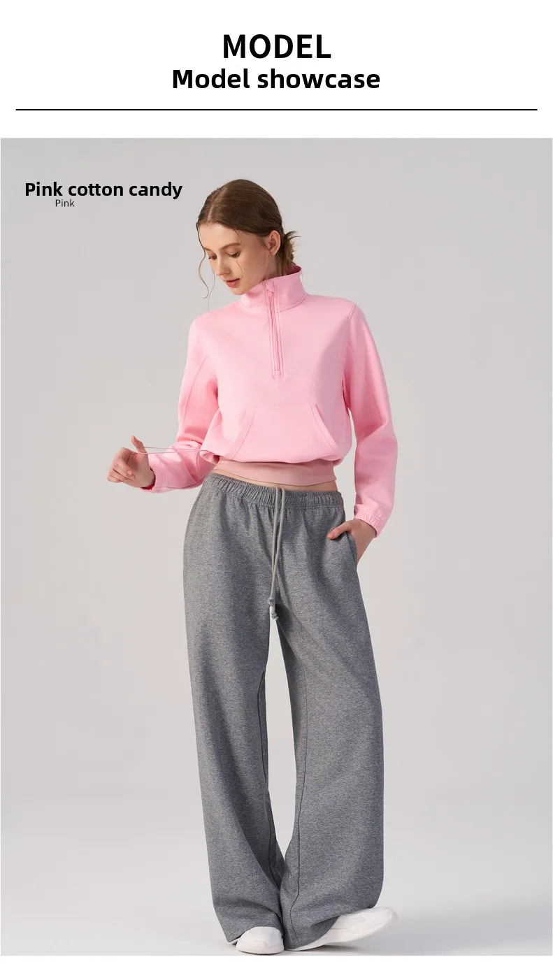 Women Half Zip Pullover Stand Collar Sweatshirt Autumn Winter Outdoor Sports Long Sleeve Top Tennis Fitness Yoga Jacket