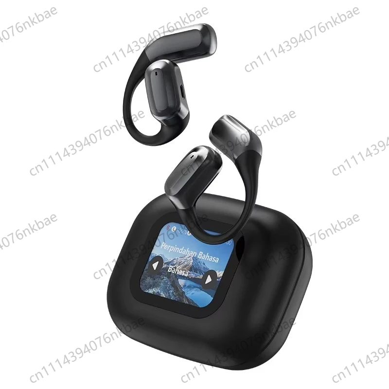 Wireless Open Ear Bluetooth Headset with Color Screen, AI Real-Time Translation Earphone, Ultra Long Battery Life Hanging