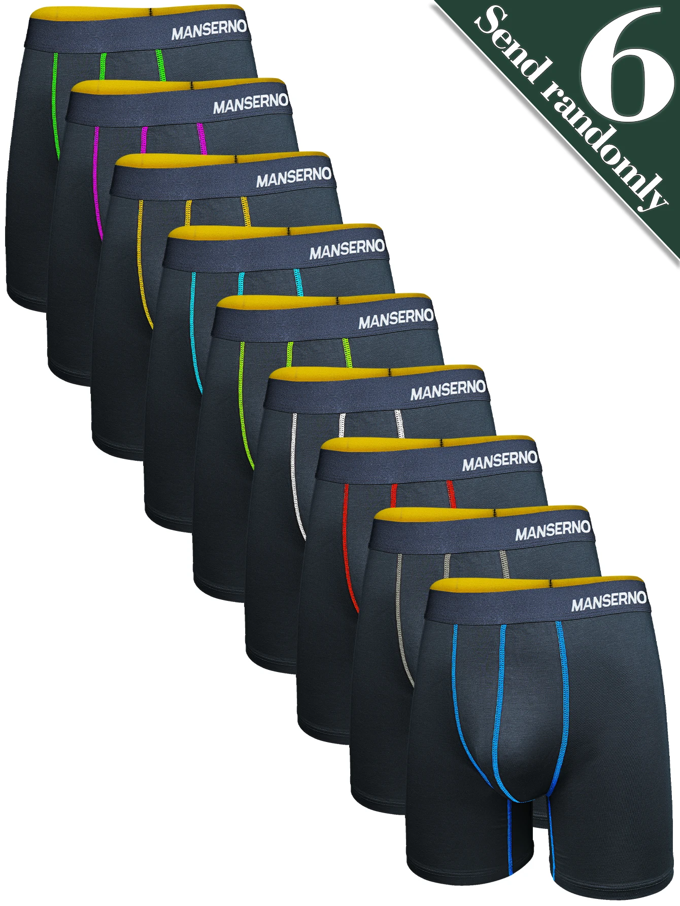 

[Men's Boxer Briefs] 6-Pack Men's New Bamboo Fiber Random Black Boxer Briefs, Moisture-Wicking, Suitable for All Seasons, Breathable and Comfortable, Simple and Stylish, Soft and Close-Fitting Men's Underwear