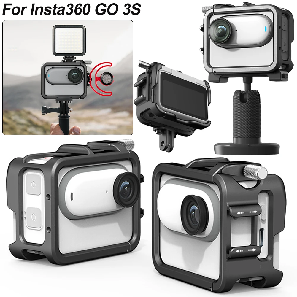 

Metal Frame Cage For Insta360 GO 3S Protective Expansion Frame Dual Cold Shoe Housing Case For Insta360 GO 3S Camera Accessories