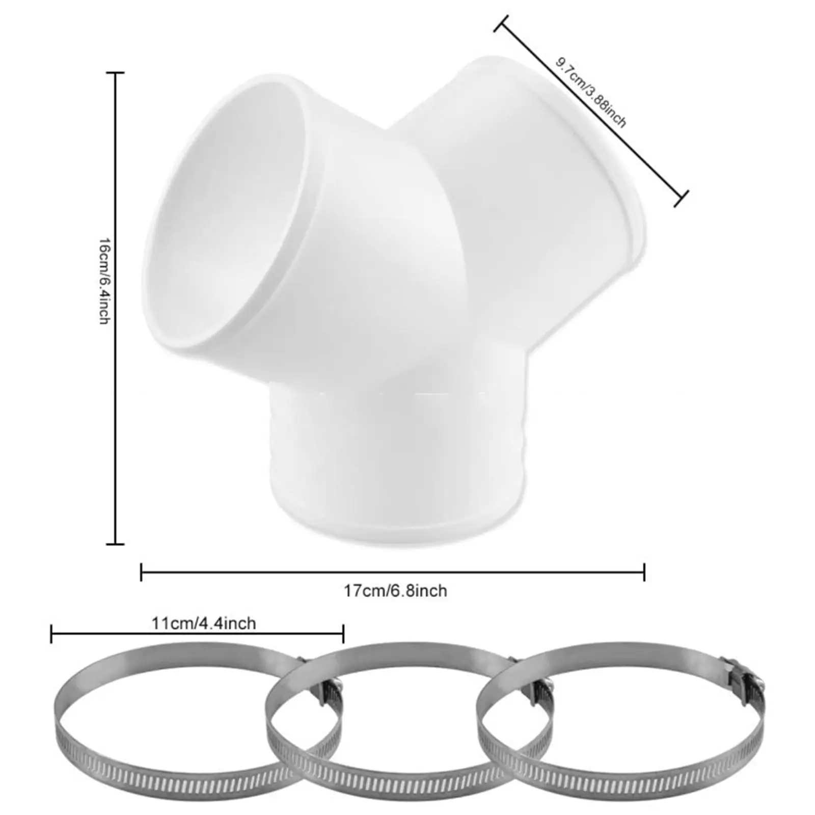 3 Way Hose Adapter Fitting Duct Connector for Exhaust Fan Bathroom HVAC