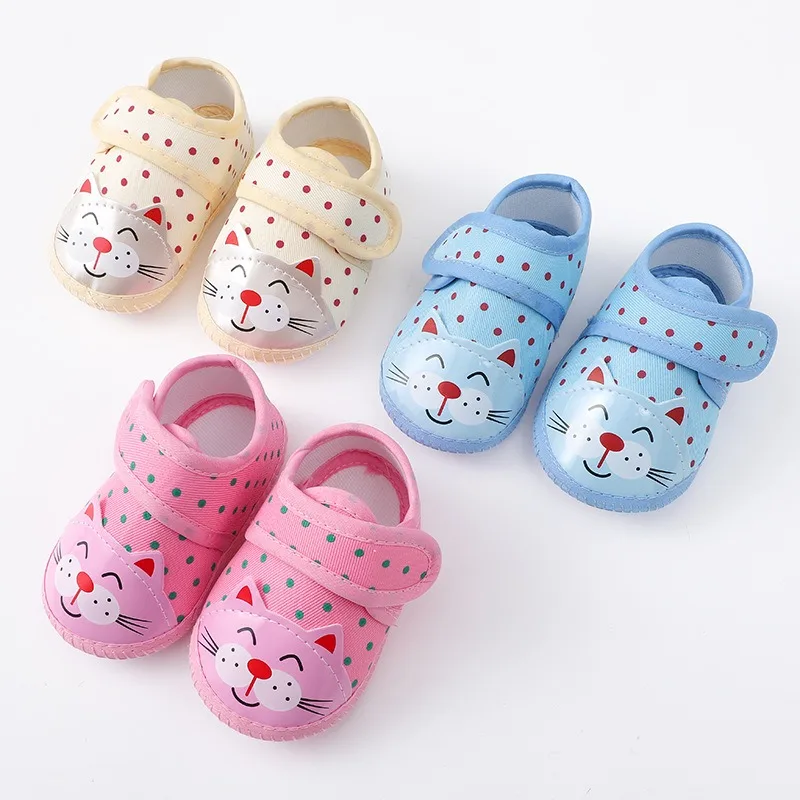 Newborn Baby Boy Girls Shoes Spring Autumn Lovely Floral Embroidery Anti-Slip Sneaker Soft Cotton Cute First Walkers Crib Shoes