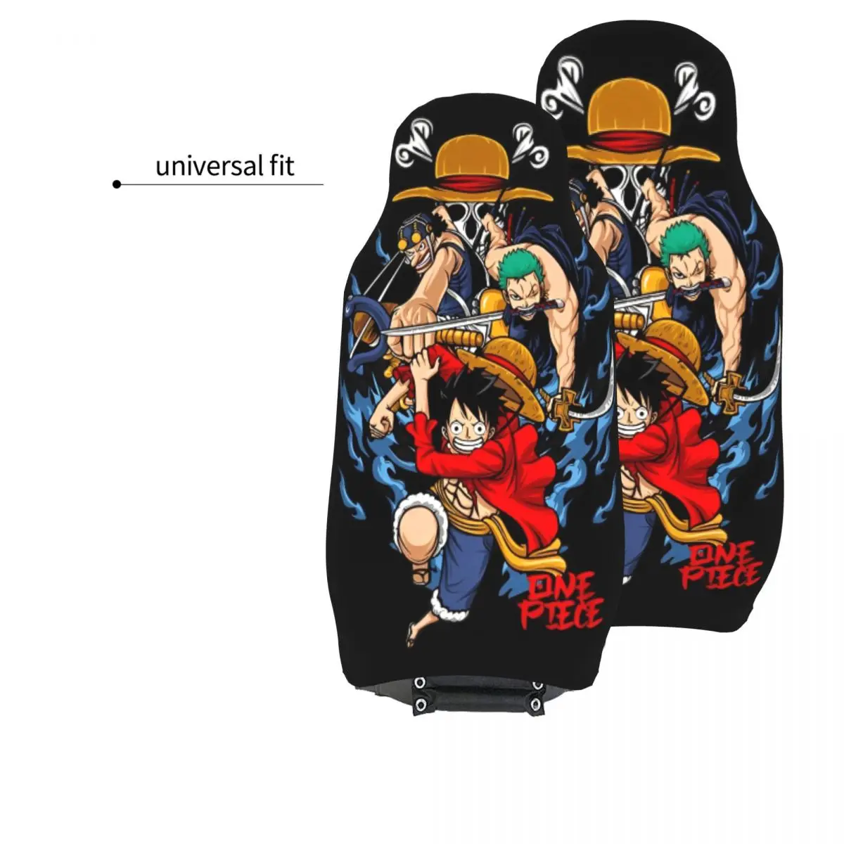 One Piece Anime Manga Universal Car Seat Cover Four Seasons For SUV Luffy Zoro Front Rear Flocking Cloth Cushion Car Styling view 4