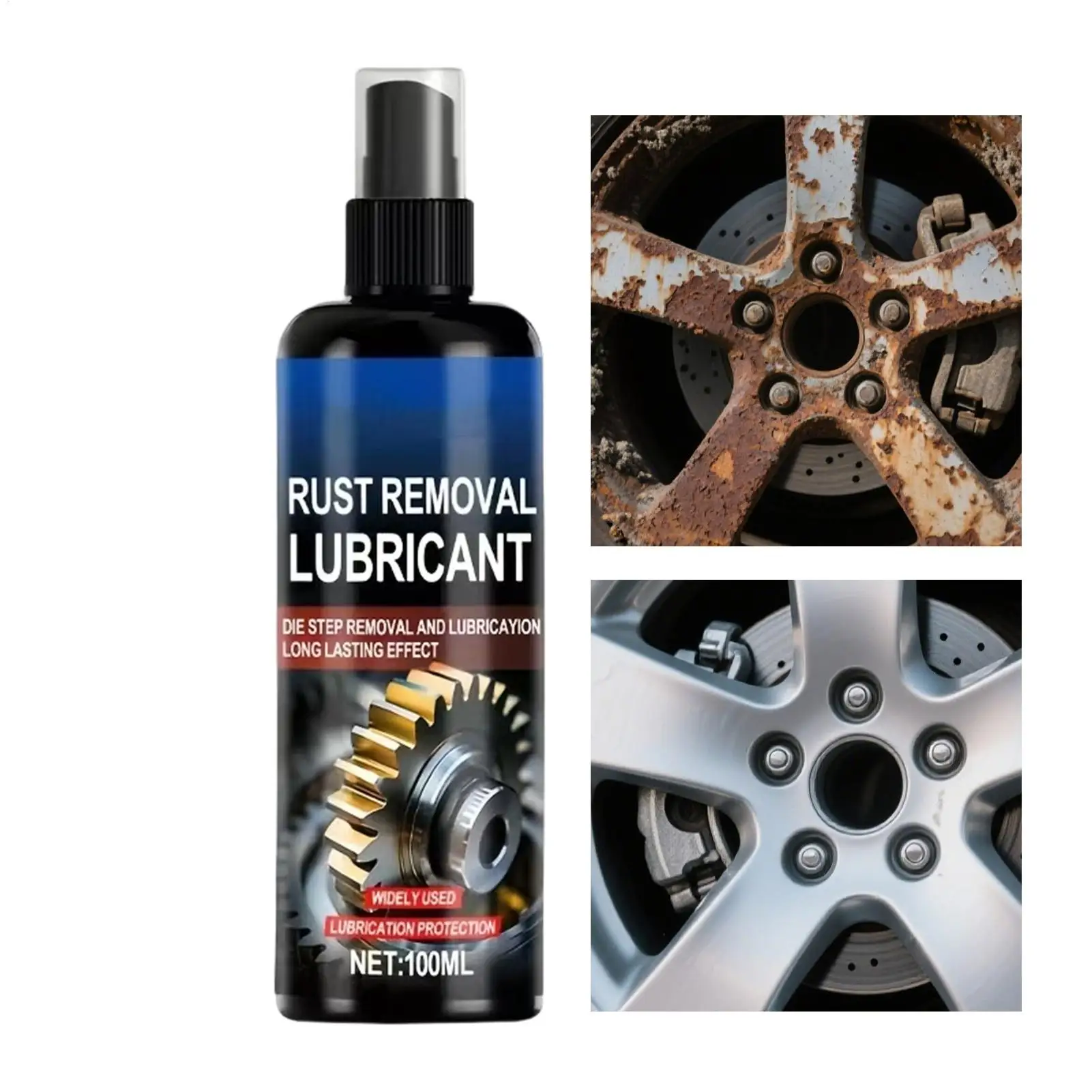 Metal Rust Remover Lubricant Spray Multi-Purpose Brake & Chain Degreaser Friction-Reducing Formula with Corrosion Heavy-Duty