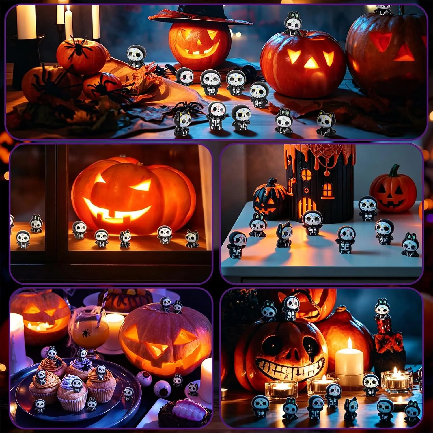 14 Stück Halloween-Miniaturfiguren aus Harz, darunter Geister und Skelette, für Feengärten, Puppenhäuser, Halloween-Dörfer, Scrapbooks und Bastelarbeiten. – Detail 5