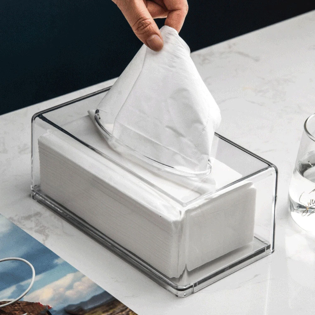 STOBAZA Akrylowy Pojemnik na Chusteczki Higieniczne Przezroczysty Dozownik Papieru Ręcznikowego Organizer na Serwetki Łazienkowe Dekoracyjny Pokrowiec na Chusteczki do Twarzy