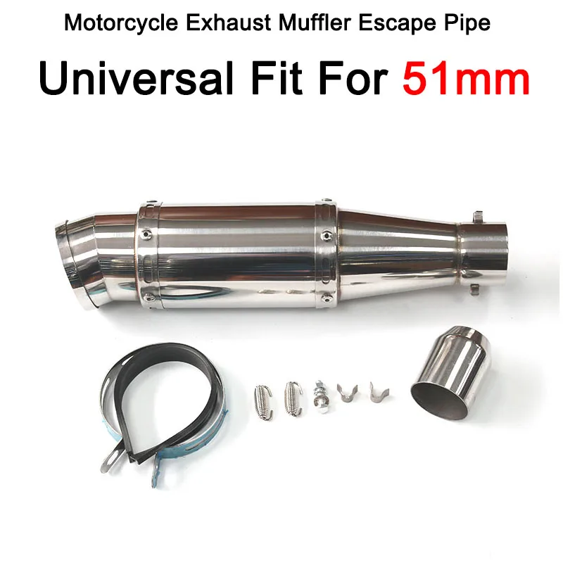 

51MM Universal motorcycle exhaust inox muffler exhaust for z900 R3 R25 MT07 MT09 R1 Z400 Z650
