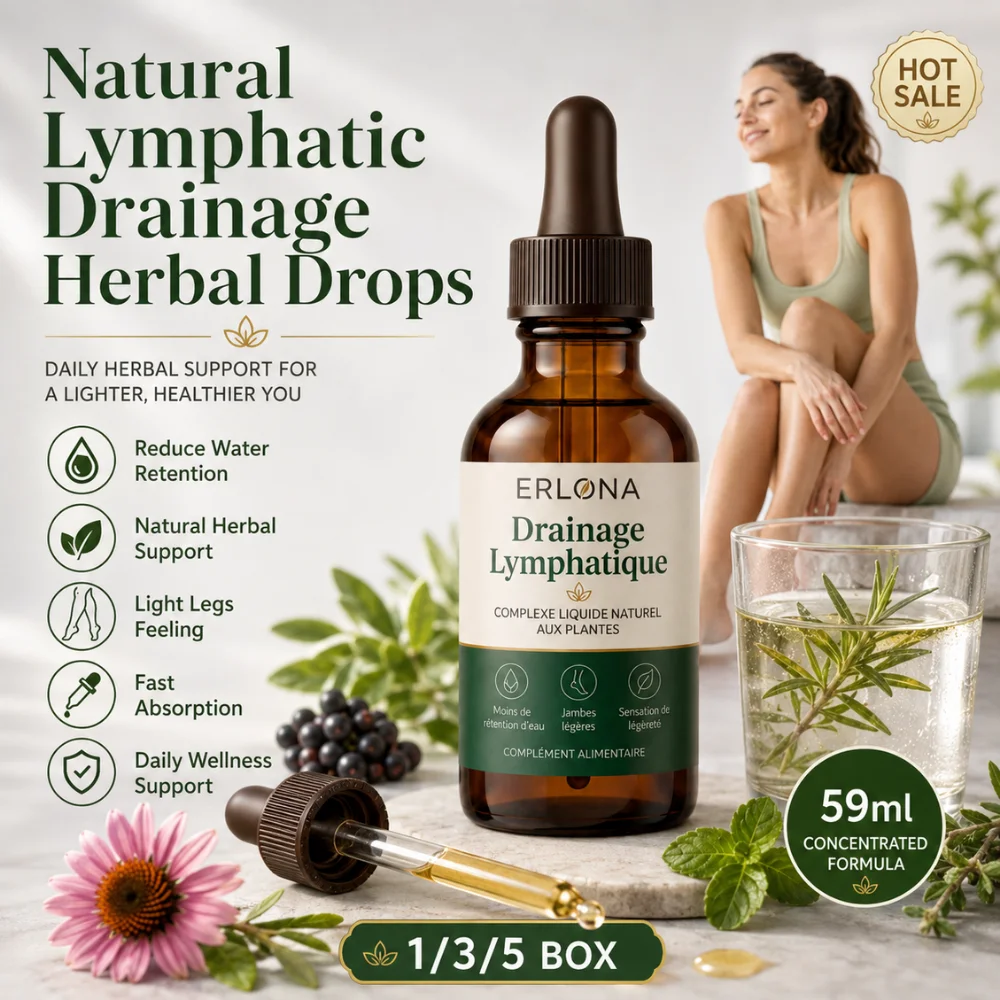 59ml ERLONA Lymphatic Drainage Drops Natural Plant Liquid Supplement Water Retention Heavy Legs Daily Wellness Care