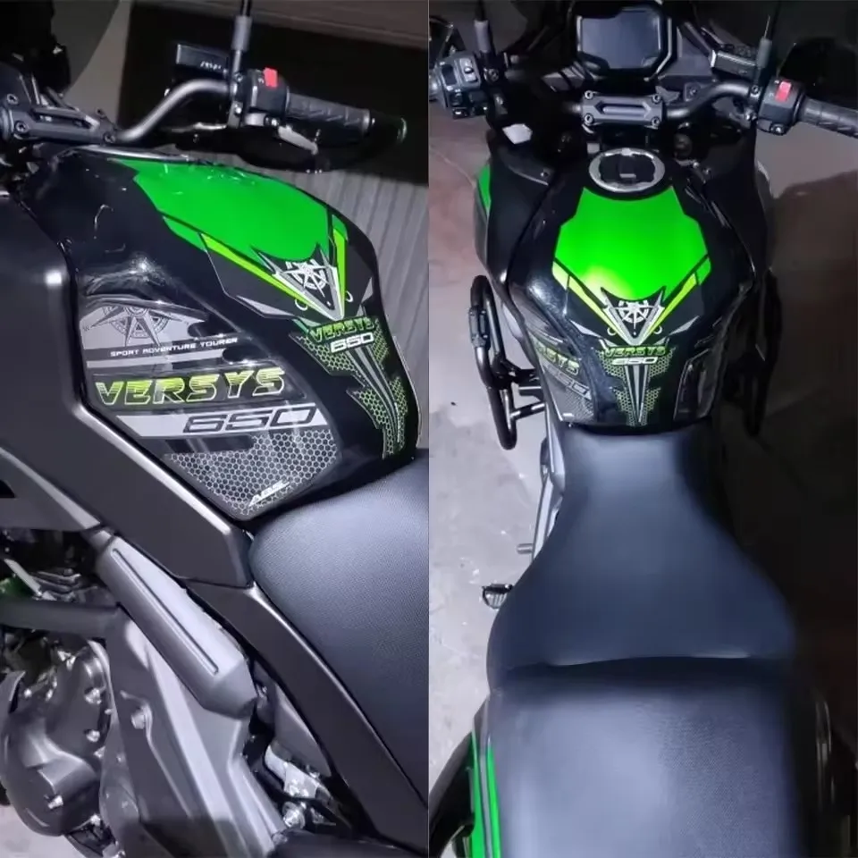 

moto Stickers Fuel Oil Tank Pad Tankpad Gas Kit Knee Protector Adventure Decals For Kawasaki Versys 650 LT 650LT