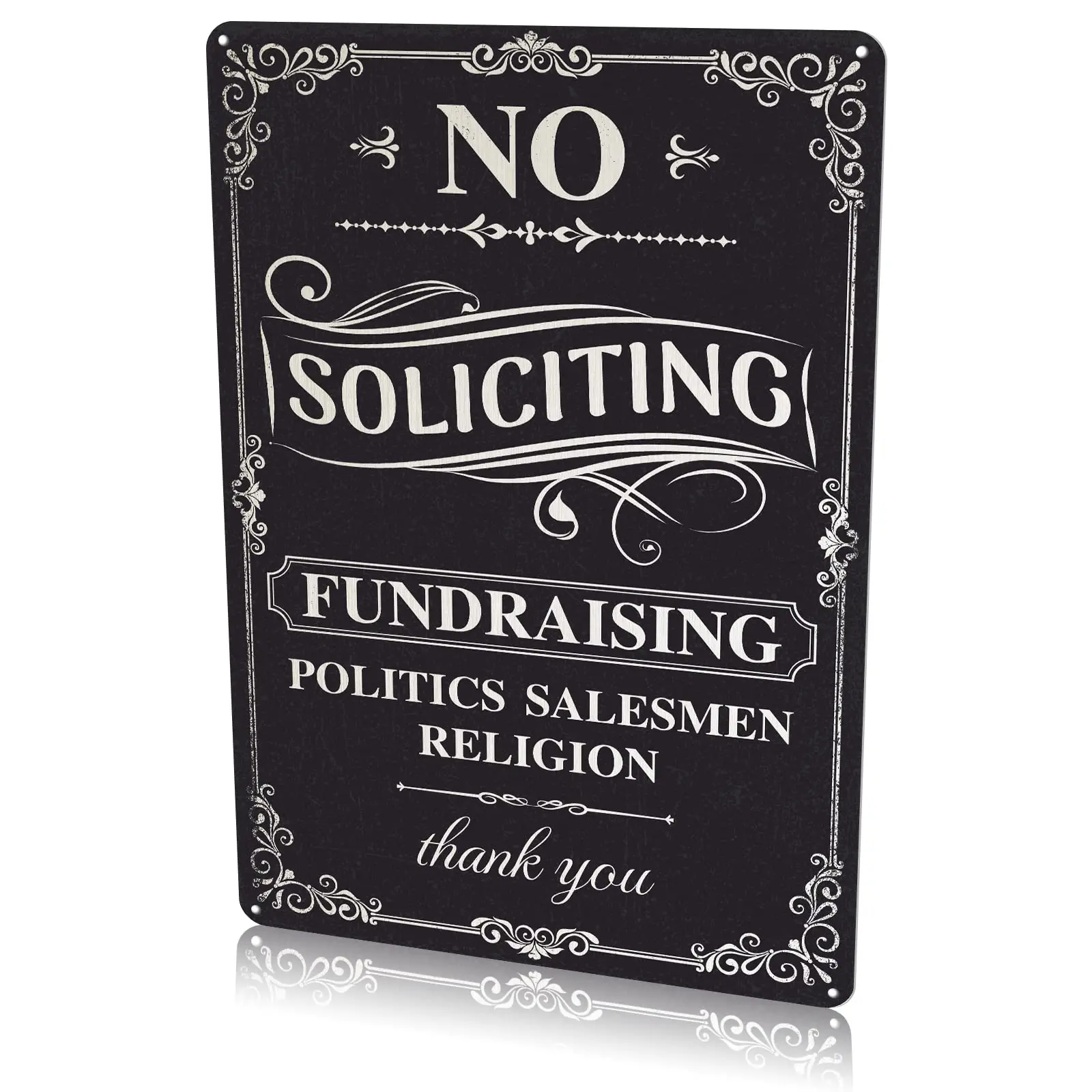 Rousen No Soliciting Sign for House, Funny Yard Metal Decor Plaque, Effectively Block Knocks and Doorbells, The Dimensions of Th