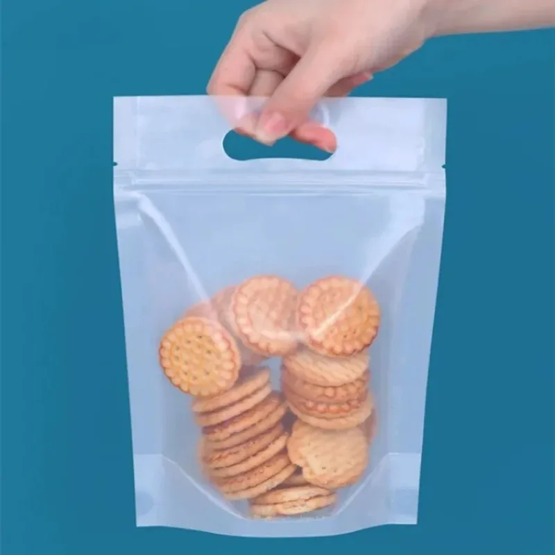 

50PCS Portable Frosted Stand Up Bags, Matte Resealable Snack Pouches for Coffee, Biscuits Party Favors Gifts Packaging Pouches