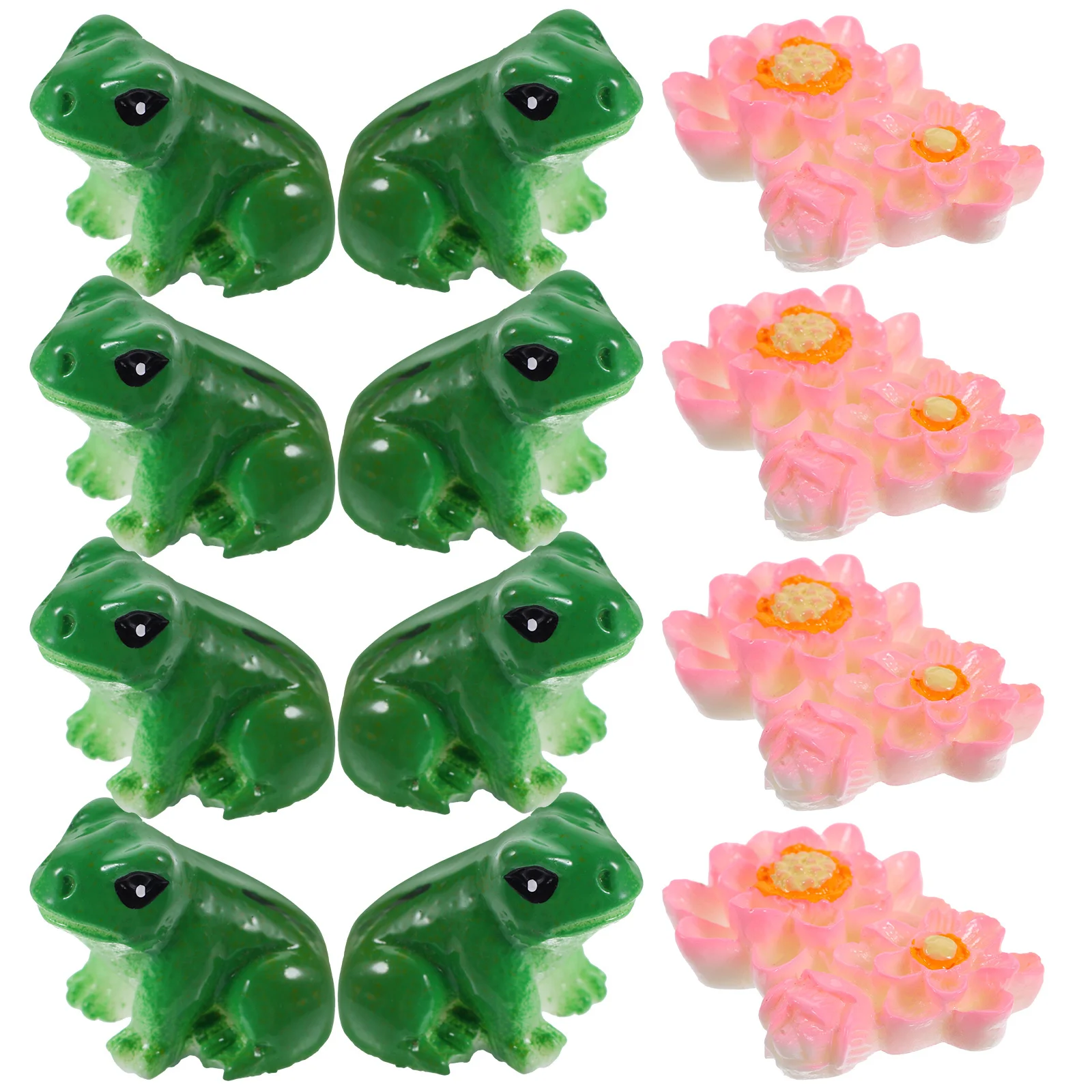 

1Set Frog Decoration Set Resin Lotus Miniature Ornament Stylish Garden Frog Statue Outdoor Decor Miniatures Lotus Ornaments