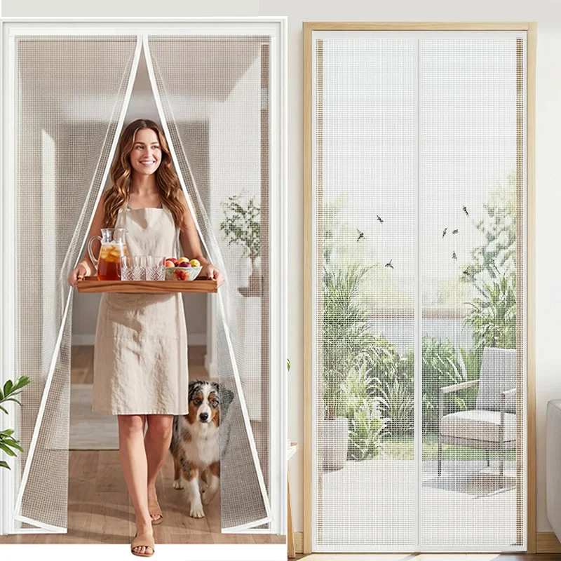 Magnetic Screen Door Mosquito Net Curtain Customized Size Invisible Mesh Summer Insect Proof Auto Close For Patio Indoor Room