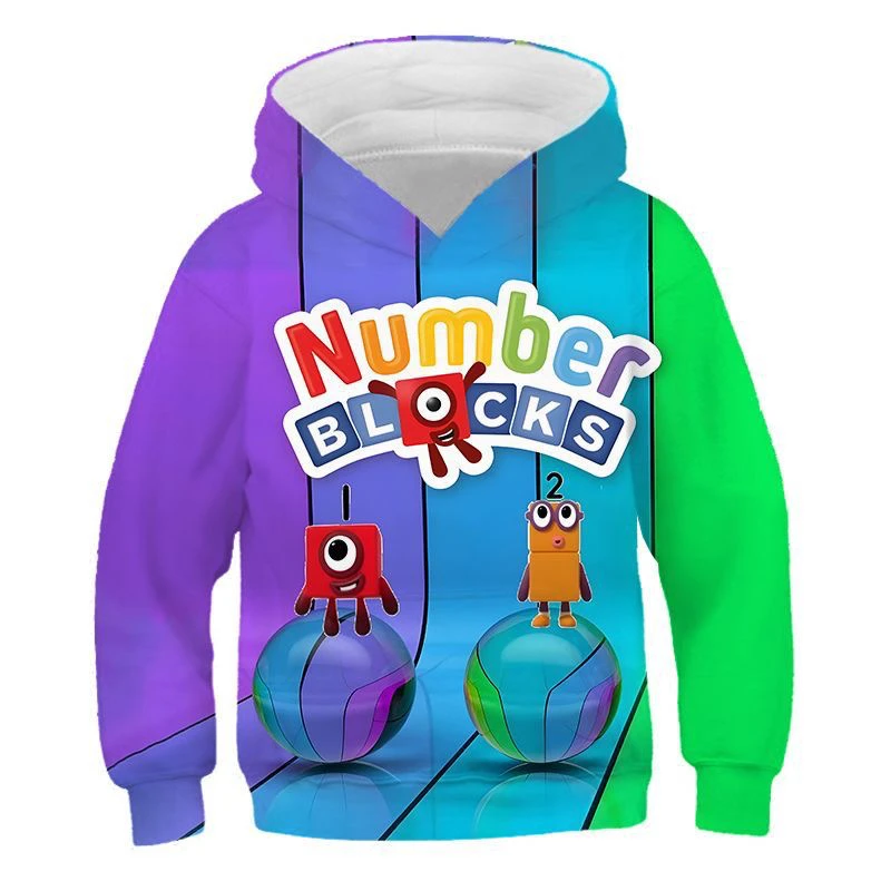 Numberblocks Digital Building Block Hoodie Numberblocks Letter Series Children Adult 3D Cartoon Hooded Autumn and Winter Coat