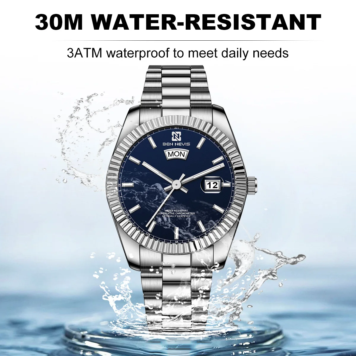 Mod Luxury Watch 40mm Case Wristwatch install Quartz Movement stainless steel Strap Diving Men Wristwatch