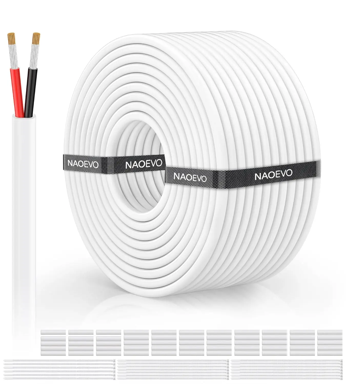 

18 Gauge Wire 2 Conductor Electrical Wire, 18 AWG Stranded Tinned Copper Cable, Flexible Low Voltage Automotive Wiring for LED